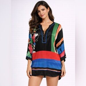 Bebe Dress S Small SILK Kimono Dolman Sleeve Resort Cruise Party SUMMER